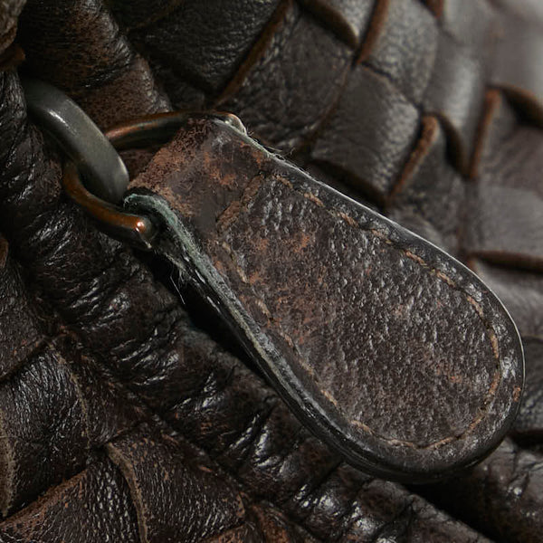 ボッテガヴェネタ イントレチャート ハンドバッグ トートバッグ ブラウン レザー レディース BOTTEGAVENETA 【中古】