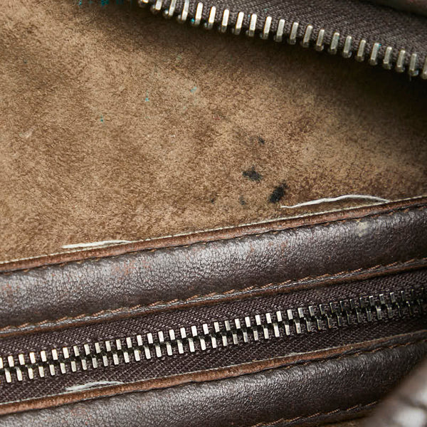 ボッテガヴェネタ イントレチャート ハンドバッグ トートバッグ ブラウン レザー レディース BOTTEGAVENETA 【中古】