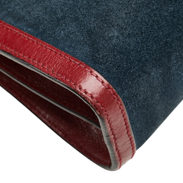 グッチ オフィディア 斜め掛け チェーン ショルダーバッグ 503877 ネイビー レッド レザー スエード レディース GUCCI 【中古】