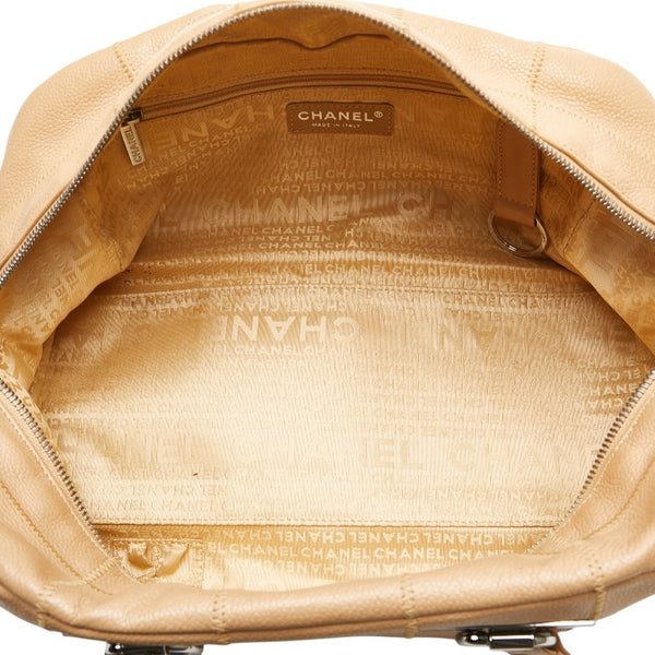 シャネル チョコバー ミニボストンバッグ ワンショルダーバッグ A26135 ベージュ キャビアスキン レディース CHANEL 【中古】