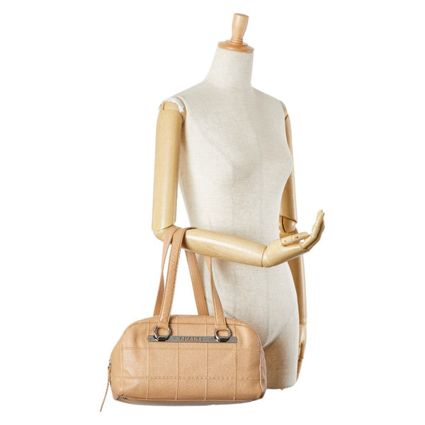 シャネル チョコバー ミニボストンバッグ ワンショルダーバッグ A26135 ベージュ キャビアスキン レディース CHANEL 【中古】