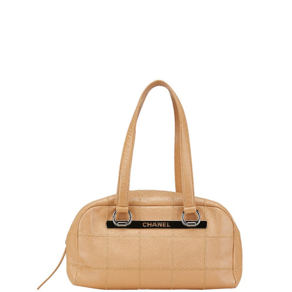 シャネル チョコバー ミニボストンバッグ ワンショルダーバッグ A26135 ベージュ キャビアスキン レディース CHANEL 【中古】