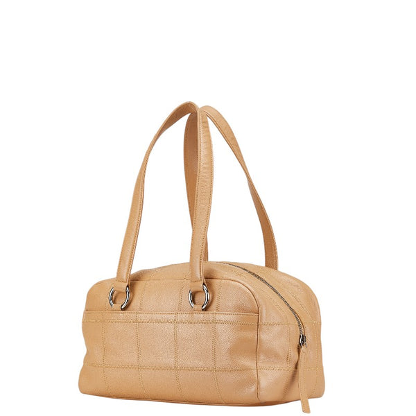 シャネル チョコバー ミニボストンバッグ ワンショルダーバッグ A26135 ベージュ キャビアスキン レディース CHANEL 【中古】
