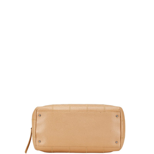 シャネル チョコバー ミニボストンバッグ ワンショルダーバッグ A26135 ベージュ キャビアスキン レディース CHANEL 【中古】