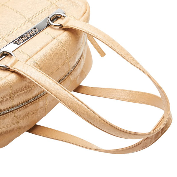 シャネル チョコバー ミニボストンバッグ ワンショルダーバッグ A26135 ベージュ キャビアスキン レディース CHANEL 【中古】