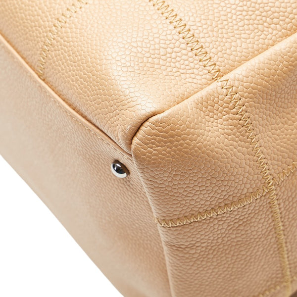 シャネル チョコバー ミニボストンバッグ ワンショルダーバッグ A26135 ベージュ キャビアスキン レディース CHANEL 【中古】