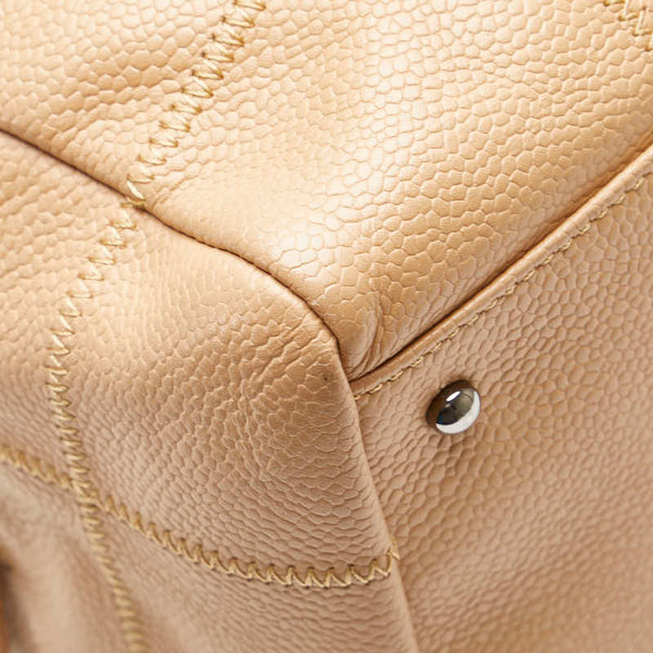 シャネル チョコバー ミニボストンバッグ ワンショルダーバッグ A26135 ベージュ キャビアスキン レディース CHANEL 【中古】