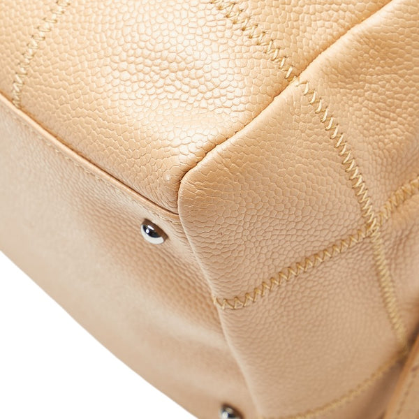 シャネル チョコバー ミニボストンバッグ ワンショルダーバッグ A26135 ベージュ キャビアスキン レディース CHANEL 【中古】