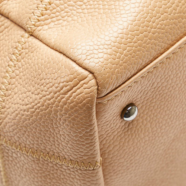 シャネル チョコバー ミニボストンバッグ ワンショルダーバッグ A26135 ベージュ キャビアスキン レディース CHANEL 【中古】