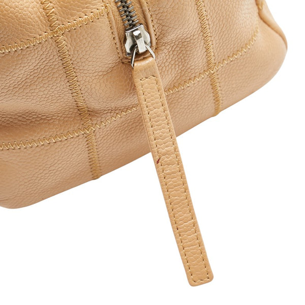 シャネル チョコバー ミニボストンバッグ ワンショルダーバッグ A26135 ベージュ キャビアスキン レディース CHANEL 【中古】