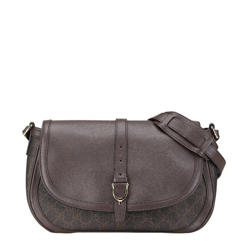 グッチ GGスプリーム 斜め掛け ショルダーバッグ  336748 ブラウン PVC レザー レディース GUCCI 【中古】