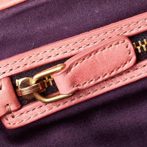 ミュウミュウ ロゴ クラッチバッグ ピンク レザー レディース MIUMIU 【中古】