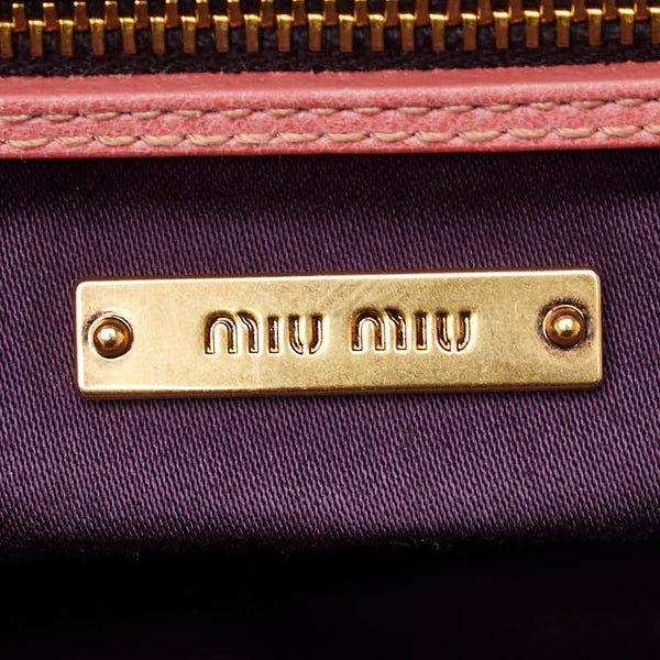 ミュウミュウ ロゴ クラッチバッグ ピンク レザー レディース MIUMIU 【中古】