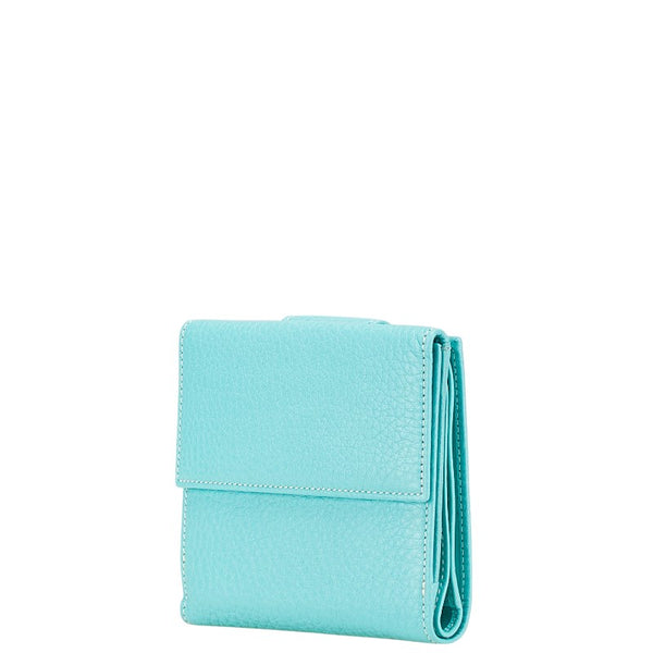ティファニー 三つ折り財布 ライトブルー レザー レディース TIFFANY&Co. 【中古】