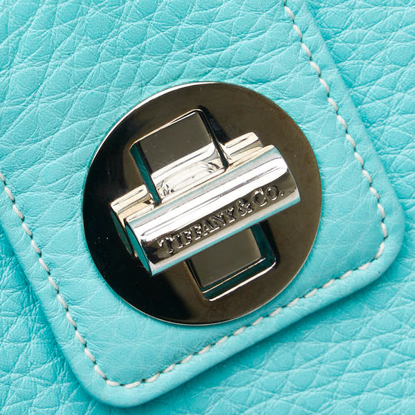 ティファニー 三つ折り財布 ライトブルー レザー レディース TIFFANY&Co. 【中古】