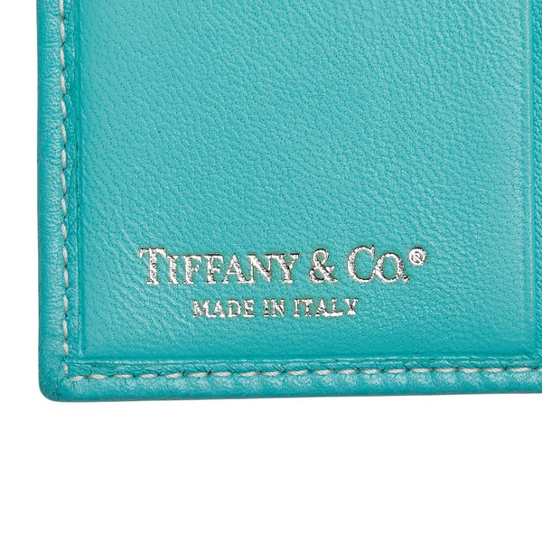 ティファニー 三つ折り財布 ライトブルー レザー レディース TIFFANY&Co. 【中古】