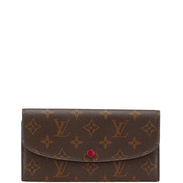 ルイ ヴィトン モノグラム ポルトフォイユ― エミリー 長財布 M60697 ブラウン ピンク PVC レザー レディース LOUIS VUITTON 【中古】