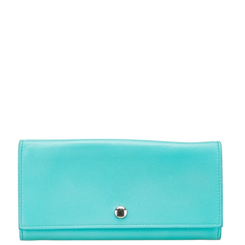 ティファニー 長財布 ライトブルー レザー レディース TIFFANY&Co. 【中古】