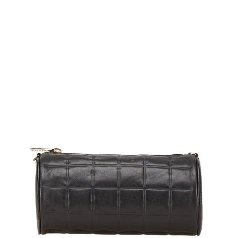 シャネル ココマーク チョコバー ポーチ ブラック ラムスキン レディース CHANEL 【中古】