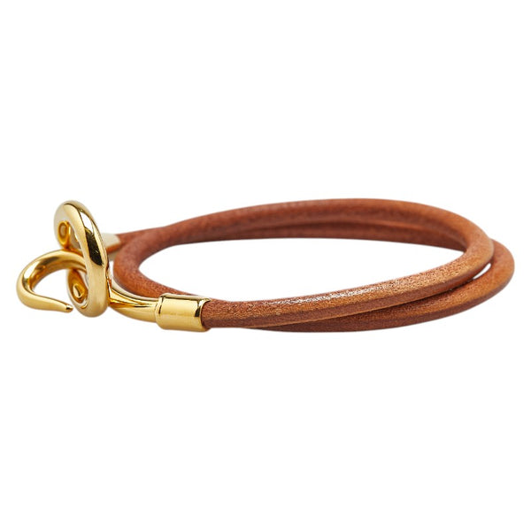 エルメス ジャンボブレス ブレスレット ブラウン ゴールド レザー メッキ レディース HERMES 【中古】