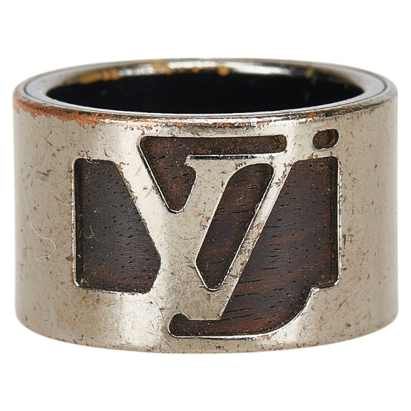 ルイ ヴィトン バーグ ケープタウン リング 指輪 #M M66196 シルバー ブラウン メタル ウッド メンズ LOUIS VUITTON 【中古】