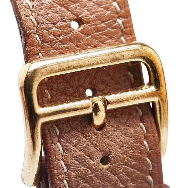 エルメス Hウォッチ 腕時計 HH1.501 クオーツ ゴールド文字盤 メッキ レザー レディース HERMES 【中古】