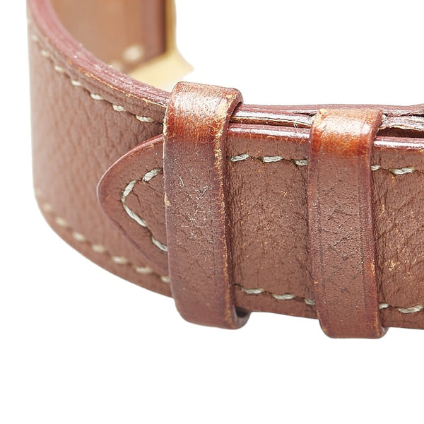 エルメス Hウォッチ 腕時計 HH1.501 クオーツ ゴールド文字盤 メッキ レザー レディース HERMES 【中古】