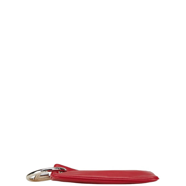 フェンディ Fロゴ ポーチ クラッチバッグ レッド レザー レディース FENDI 【中古】