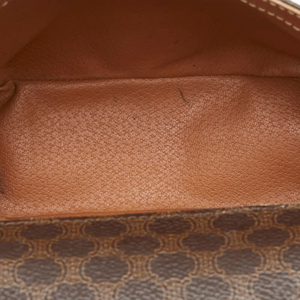 セリーヌ マカダム ショルダーバッグ ブラウン PVC レザー レディース CELINE 【中古】