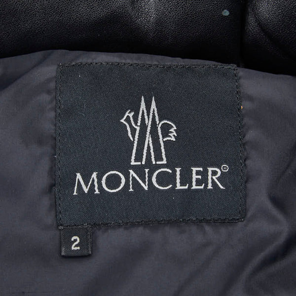 モンクレール TISSU MATERIAL OBERSLOFF TESSUTO ダウンジャケット サイズ:2 ブラック レザー ダウン メンズ MONCLER 【中古】