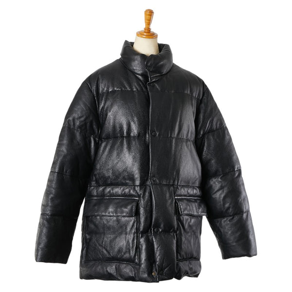 モンクレール TISSU MATERIAL OBERSLOFF TESSUTO ダウンジャケット サイズ:2 ブラック レザー ダウン メンズ MONCLER 【中古】
