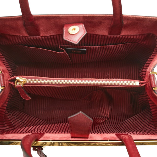 フェンディ トロワジュール ハンドバッグ ショルダーバッグ２WAY 8BH250 レッド レザー レディース FENDI 【中古】