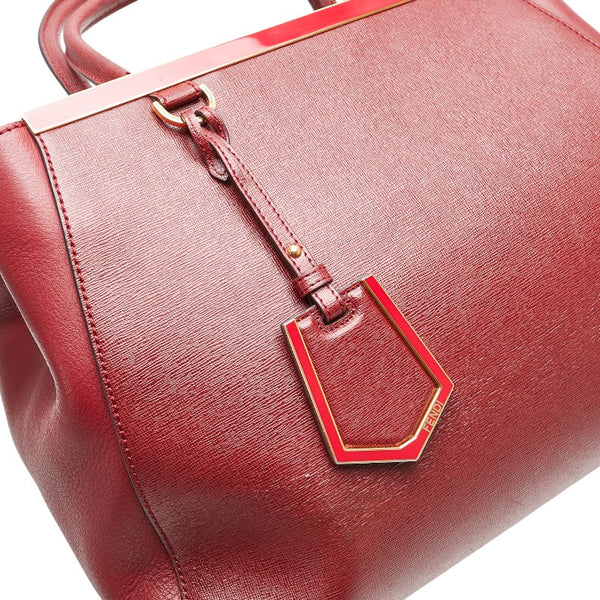 フェンディ トロワジュール ハンドバッグ ショルダーバッグ２WAY 8BH250 レッド レザー レディース FENDI 【中古】