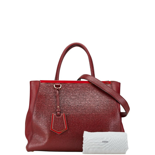 フェンディ トロワジュール ハンドバッグ ショルダーバッグ２WAY 8BH250 レッド レザー レディース FENDI 【中古】