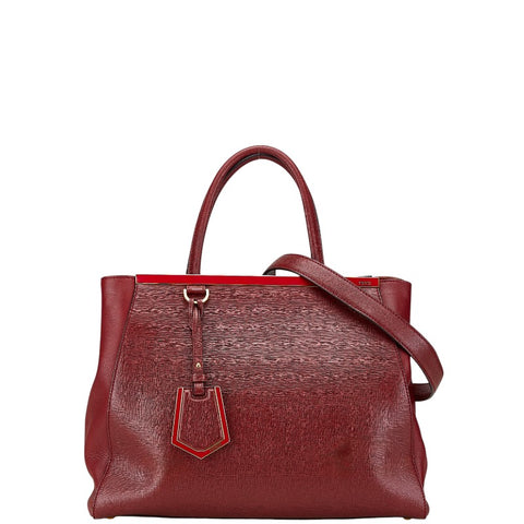 フェンディ トロワジュール ハンドバッグ ショルダーバッグ２WAY 8BH250 レッド レザー レディース FENDI 【中古】