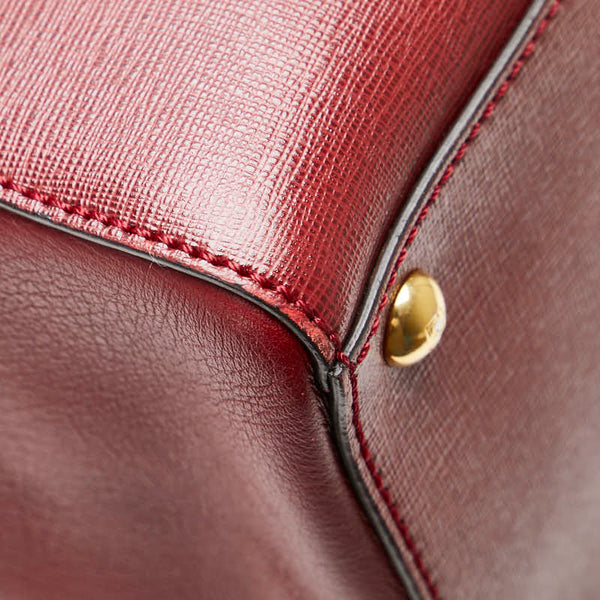 フェンディ トロワジュール ハンドバッグ ショルダーバッグ２WAY 8BH250 レッド レザー レディース FENDI 【中古】