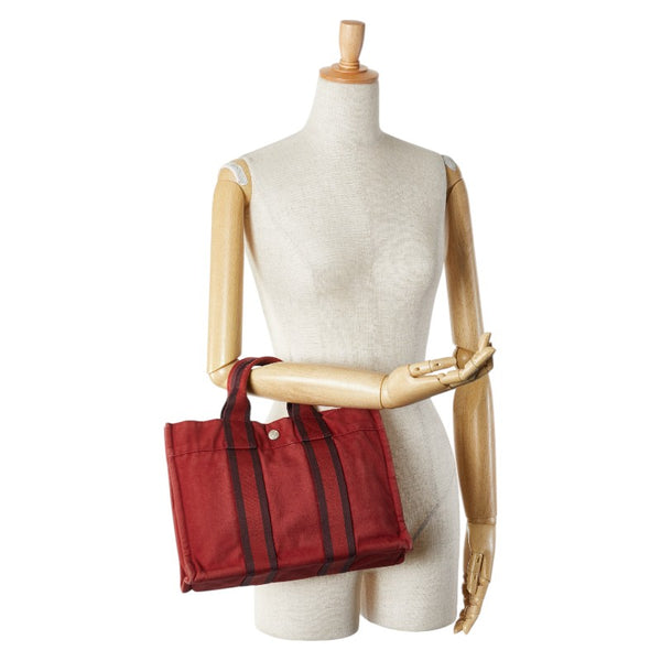 エルメス フールトゥPM トートバッグ ハンドバッグ レッド キャンバス レディース HERMES 【中古】