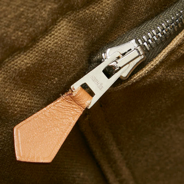 エルメス フールトゥ トートMM トートバッグ カーキ ネイビー キャンバス レディース HERMES 【中古】