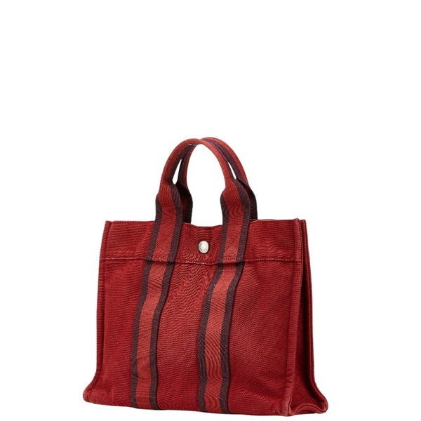 エルメス フールトゥ トートPM ハンドバッグ トートバッグ レッド ワインレッド キャンバス レディース HERMES 【中古】