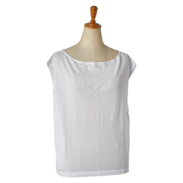 シャネル ココマーク ニット ノースリーブ サイズ：38 ホワイト コットン レディース CHANEL 【中古】