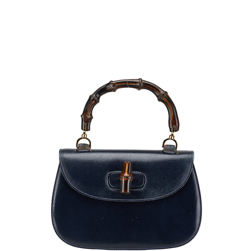 グッチ オールドグッチ バンブー ハンドバッグ ネイビー レザー レディース GUCCI 【中古】