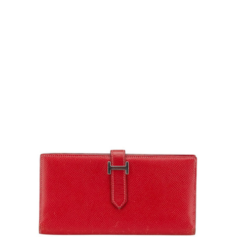 エルメス ベアンスフレ 長財布 ルージュアッシュ ヴォーエプソン レディース HERMES 【中古】