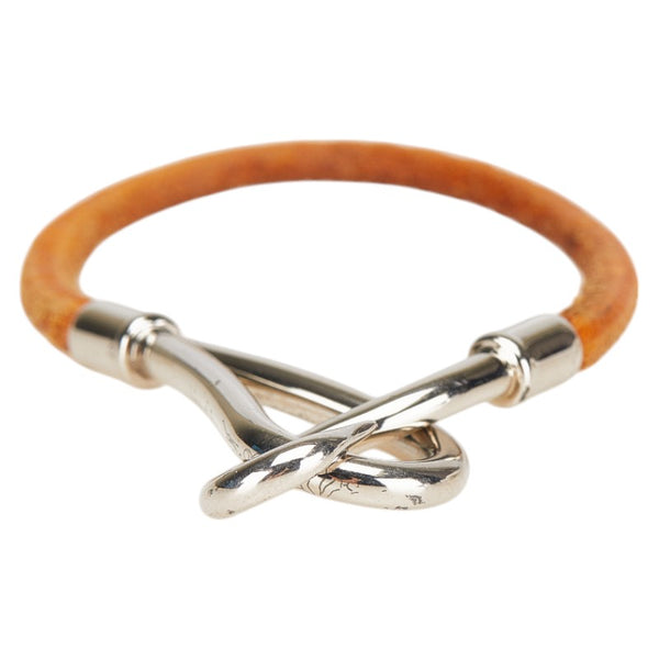 エルメス ジャンボブレス ブレスレット ブラウン シルバー レザー メタル レディース HERMES 【中古】