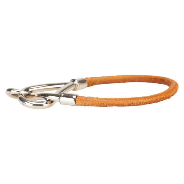 エルメス ジャンボブレス ブレスレット ブラウン シルバー レザー メタル レディース HERMES 【中古】