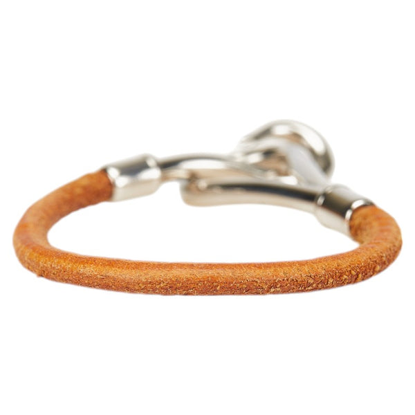 エルメス ジャンボブレス ブレスレット ブラウン シルバー レザー メタル レディース HERMES 【中古】