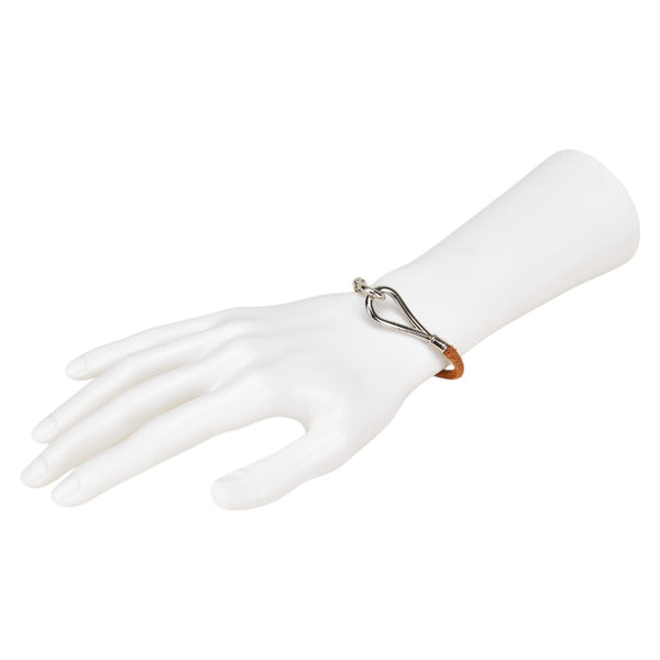 エルメス ジャンボブレス ブレスレット ブラウン シルバー レザー メタル レディース HERMES 【中古】