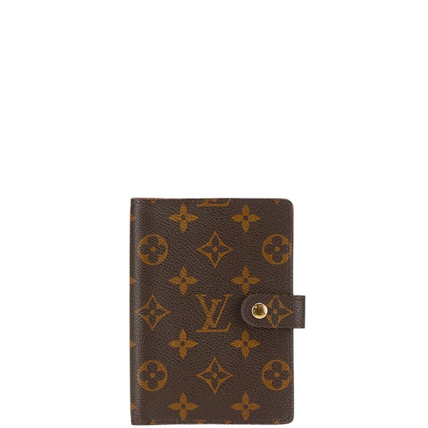 ルイ ヴィトン モノグラム アジェンダPM 手帳カバー 6穴 R20005 ブラウン PVC レザー レディース LOUIS VUITTON 【中古】