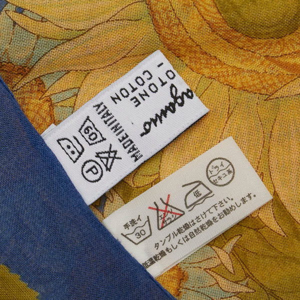 サルヴァトーレフェラガモ ひまわり モチーフ スカーフ ブルー イエロー コットン レディース Salvatore Ferragamo 【中古】