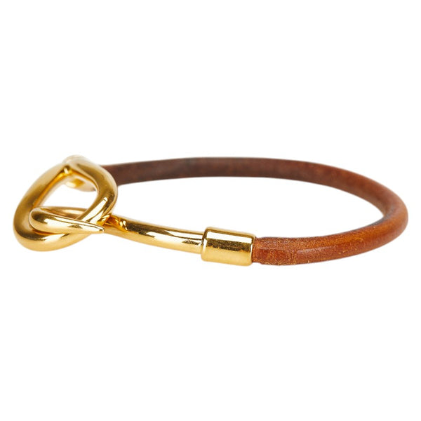 エルメス ジャンボブレス ブレスレット ブラウン ゴールド レザー メッキ レディース HERMES 【中古】