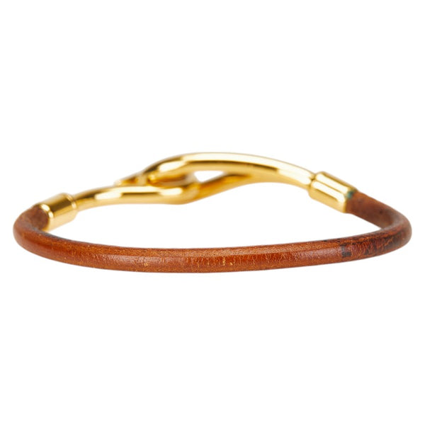 エルメス ジャンボブレス ブレスレット ブラウン ゴールド レザー メッキ レディース HERMES 【中古】